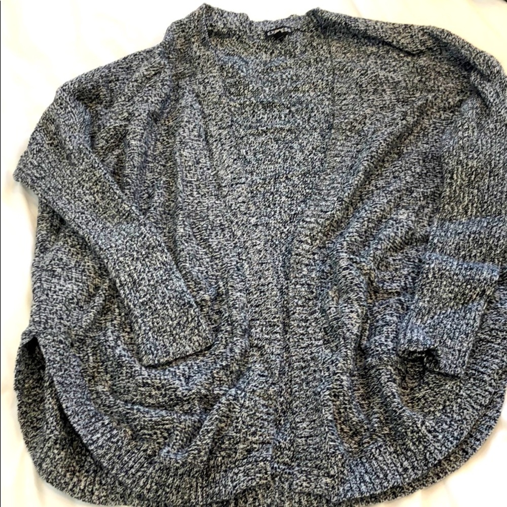 Express | Black and White Oversized Knit Cardigan